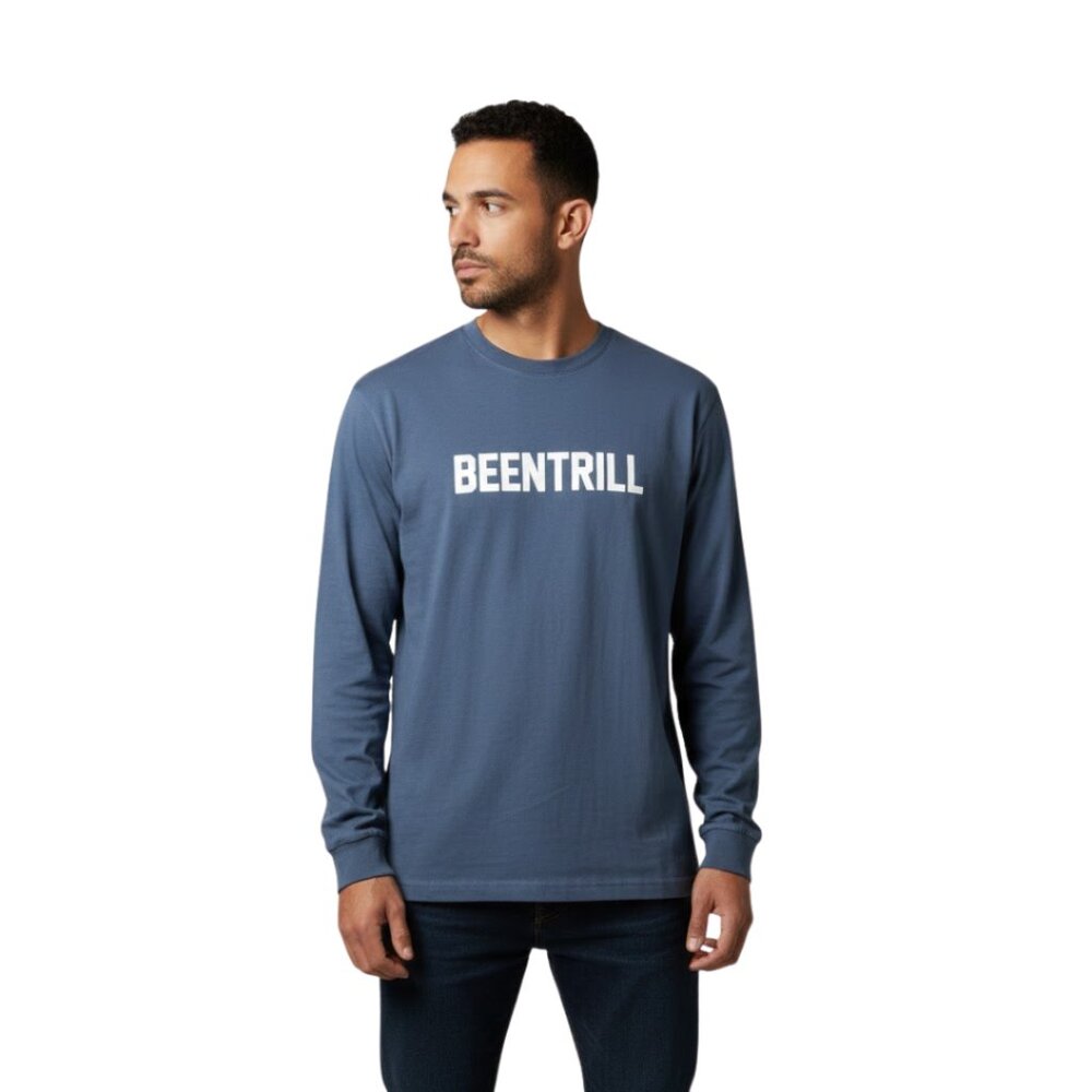 Been Trill Men’s Long Sleeve Graphic Tee Blue 100% Cotton Streetwear – Size‎ M